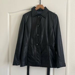 COLEBROOK&CO. Brand, black leather,button down women jacket